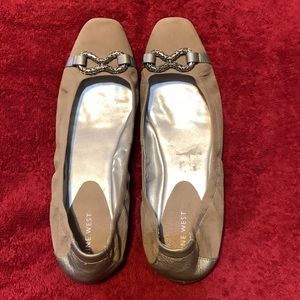 Nine West Taupe & Silver Architect Flats